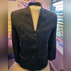 Black Button Rickie Freeman for Teri Jon Dress Coat Jacket Sz 10